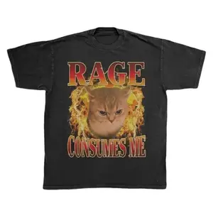 100% Cotton Angry Cat Fire Shirt |     Rage Consumes Me Chaotic Tee |     Ironic Cat Meme |     Sarcastic Gothic Tee |     Grumpy Cat Graphic Tee |     Edgy Cat Lover Gift Menswear