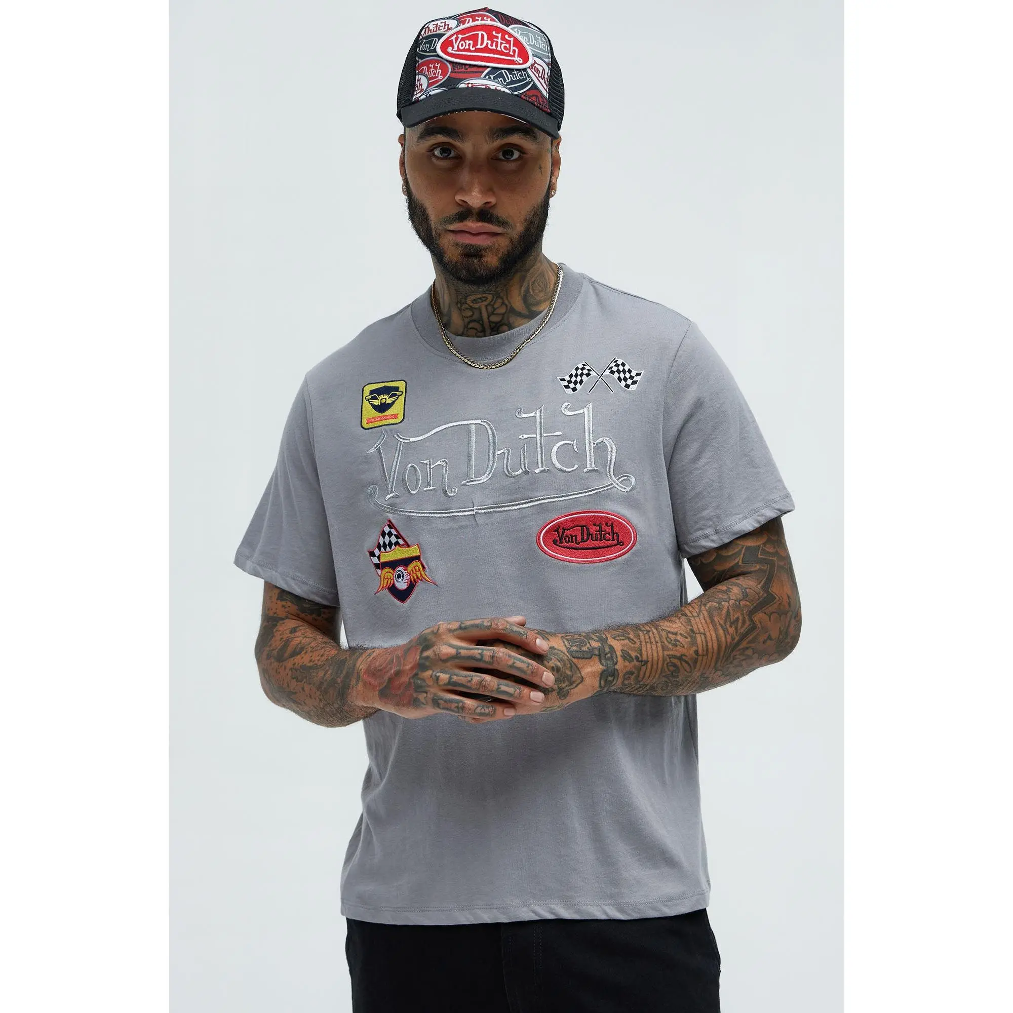 Von Dutch Racing Short Sleeve Tee - Charcoal Von Dutch Racing Short Sleeve Tee - Charcoal