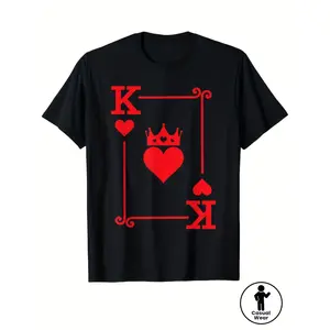 King Print Men'S Retro Graphic T-Shirt | Short Sleeve Crew Neck Tee with King Print Logo, Casual Casual Attire, Machine Washable, Perfect for Outdoor and Sportswear, All-Season Fit