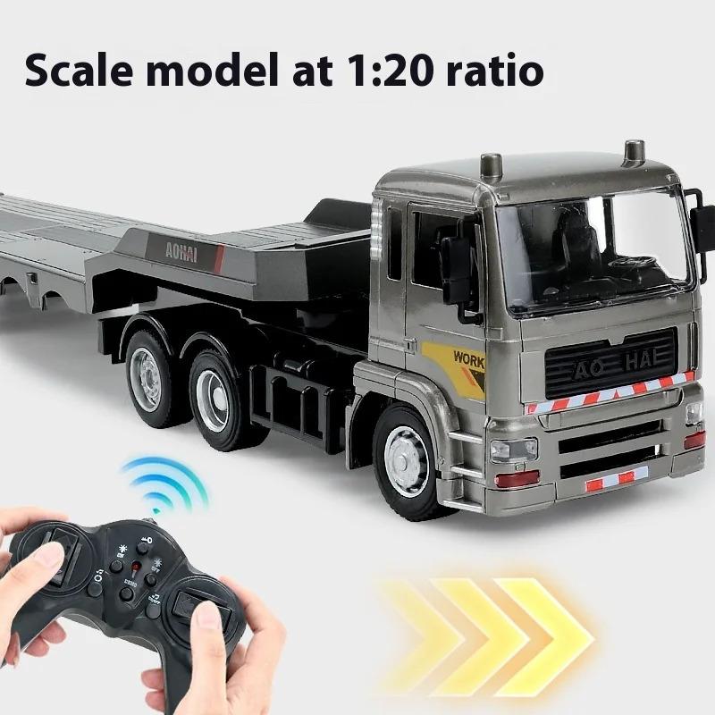 1:18 RC Semi Truck with Container, 9-Channel Kids RC Semi Truck Toy, RC Dump Truck Van Truck with Lights and Music, Great Gift for kids