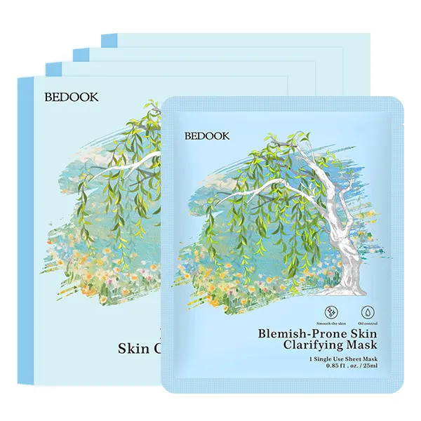 BEDOOK Blemish-Prone Skin Clarifying Mask 4-Pack|Long‑Term Blemish Care, Oil Control Refining Skincare Pack
