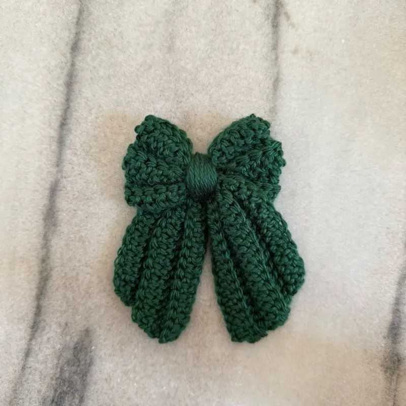 Handmade Crochet Hair Bow in Balsam Green- Casual or Special Occasion Hair Accessory