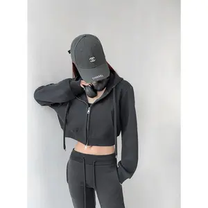 Cropped Zip-up Hoodie Sweatshirt