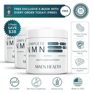 MAEN Health Complete NMN Supplement | 3-Pack | 500mg NMN + TMG, Trans-Resveratrol, Apigenin & Ergothioneine | 5-in-1 NAD+ Support for Cellular Energy & Longevity