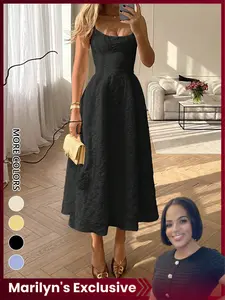 Women's Polka Dot Halter Neck Sexy Vintage Dress, Bohemian Sleeveless Long Slim Fit Summer Holiday Beachwear, Wedding Guest