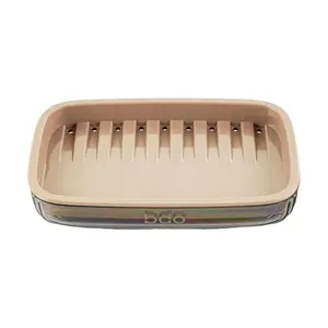 BDO Double Layer Soap Dish Holder, No-Drill Wall Mounted Soap Saver for Bathroom & Kitchen, 13.7x8.5x2.4cm