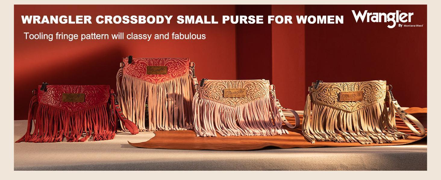 Wrangler Crossbody Small Purse for Women Wristlet Fringe Bag Western Purse