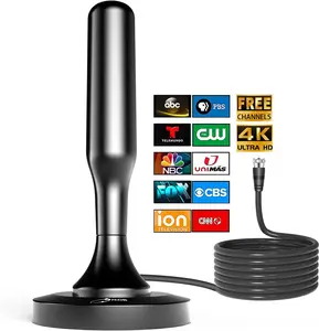 Indoor HDTV Antenna for Smart TV, Digital TV Antenna with Magnetic Base and 10ft Coaxial Cable