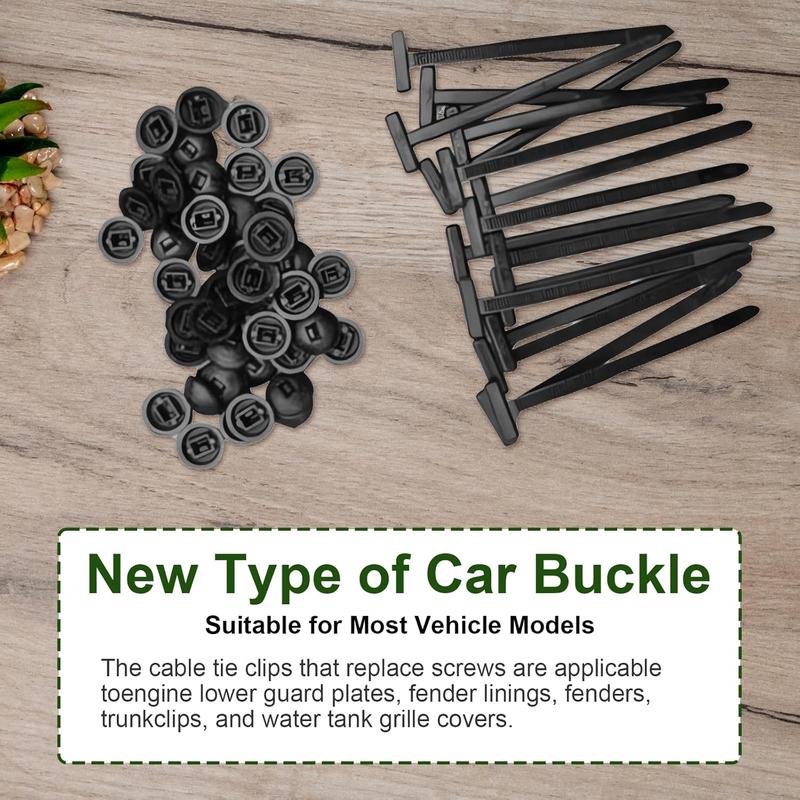 100PCS Nylon Universal Cable Tie Buckle, Zip Ties Heavy Duty with Pin & Button Design, Car Daily Repair, Applicable Toengine Lower Guard Plates, Fender Linings, Fenders, Trunkclips (100)