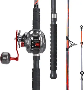 Baitcaster Rod Reel Combo, Carbon&Glass Composite 7'0" Fishing Pole with 400 Size Casting Reel,  Reel Seat for Musky Fishing