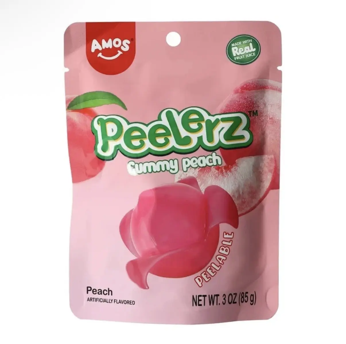 Amos Peelerz Peach Gummy Candy 3oz Bags | 3, 6, 12 Pack Bulk|Viral TikTok Snack