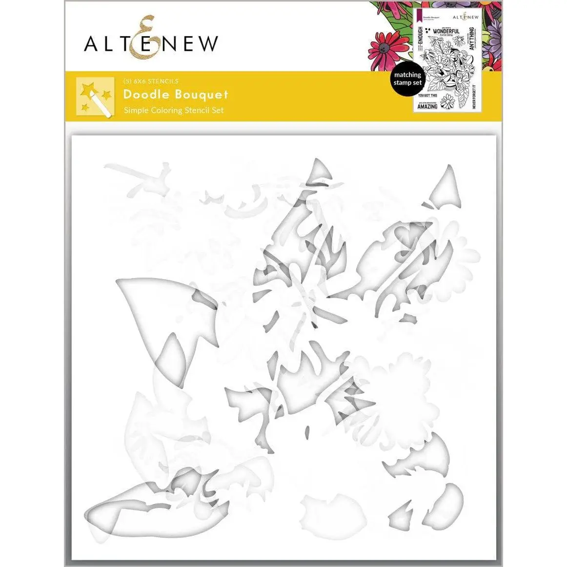 Doodle Bouquet Simple Coloring Stencil Set (5 in 1)