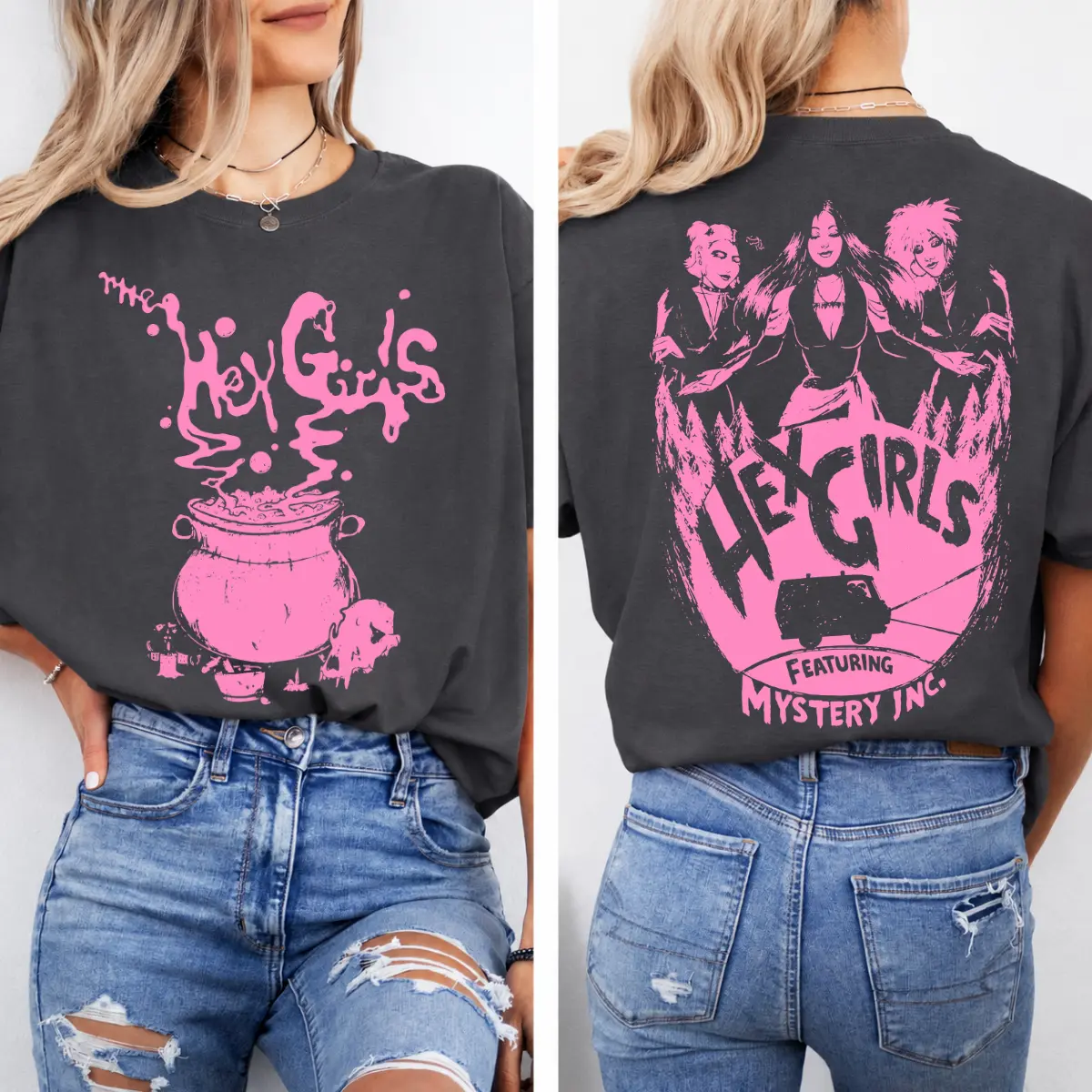 The Hex Girls Shirt, Scooby-Doo Mystery Inc Graphic Tee, Retro Gothic Witch Band T-Shirt, Halloween Oversized Unisex Tee, Spooky Fan Gift