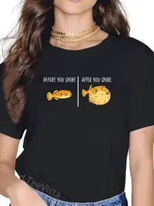 100% Cotton Puffer Fish Tshirt | Blowfish Funny Puffer Fish T-Shirt