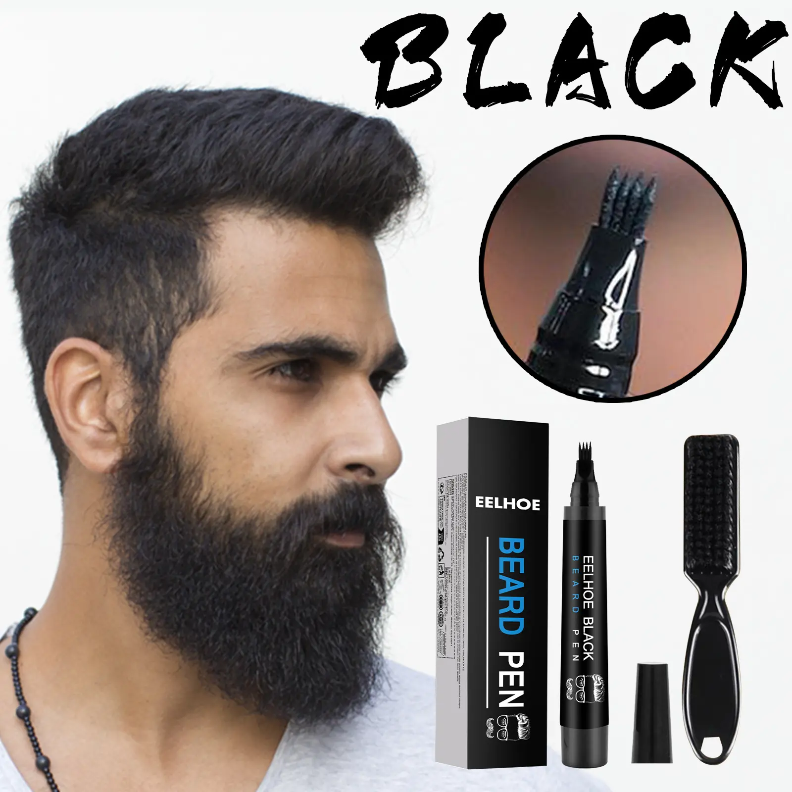 Beard Filler Pen Kit - Waterproof, Long-Lasting & Smudgeproof Grooming Tool with Wax Base for a Natural Finish - For Beard, Eyebrow & Scalp, Beard Grooming Kit