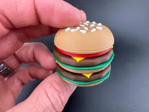 Hamburger Fidget Slider | Food-Inspired Pocket Slider | Stacked Burger Desk Toy | EDC Slider