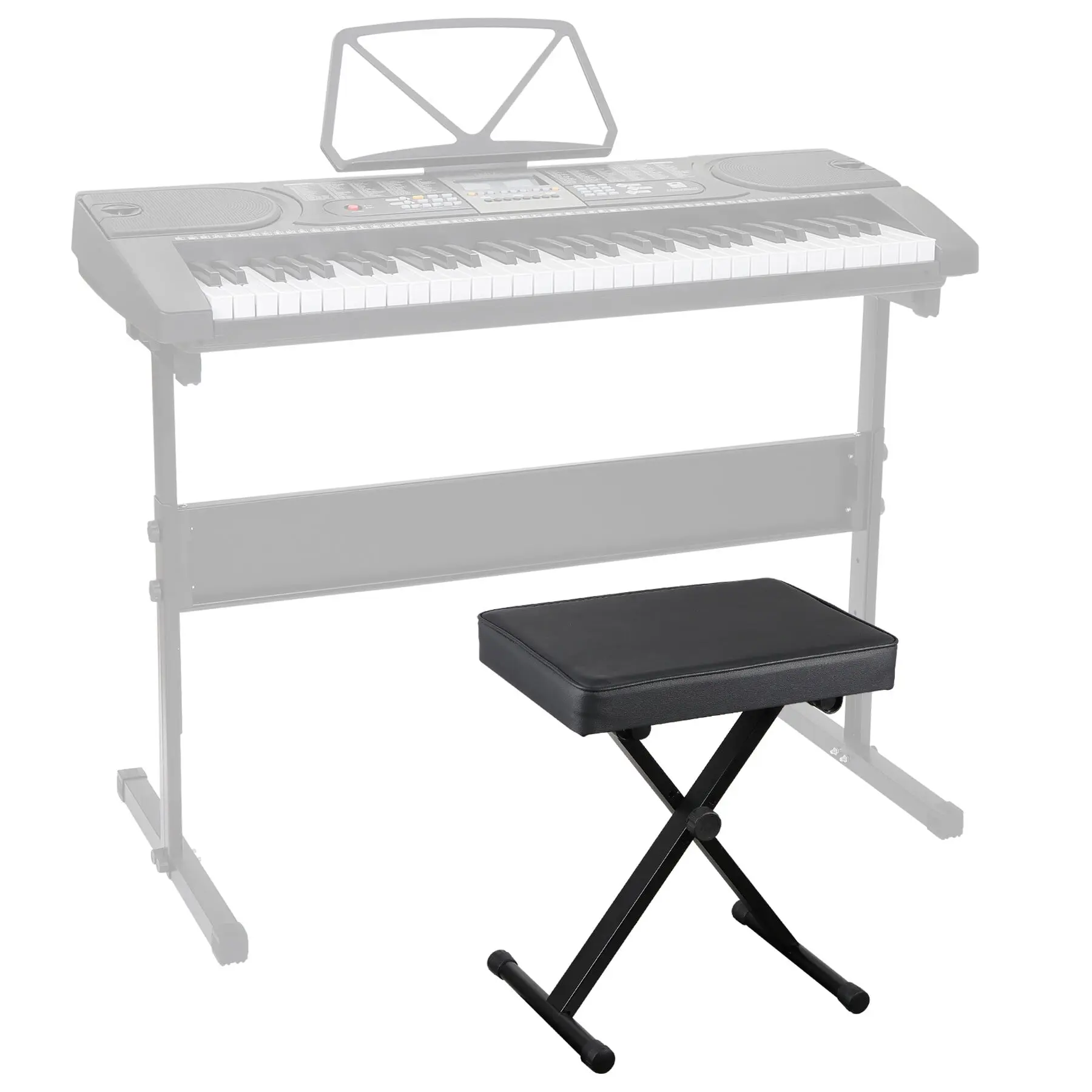 ZENY Collapsible Piano Bench Adjustable Keyboard Stool Padded Seat Black X-framed Steel 3 Height Settings 330 lbs Max Load Non-slip, Anti-Shaking Benches, Grip Seats Benches