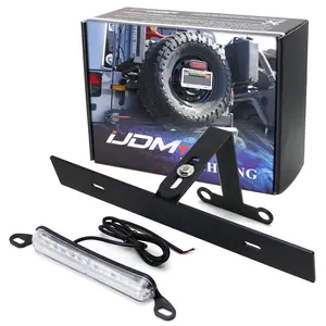iJDMTOY Rear Spare Tire Mount License Plate Relocator Bracket w/ 12-SMD LED License Plate Light For Jeep 2018-up Wrangler JL