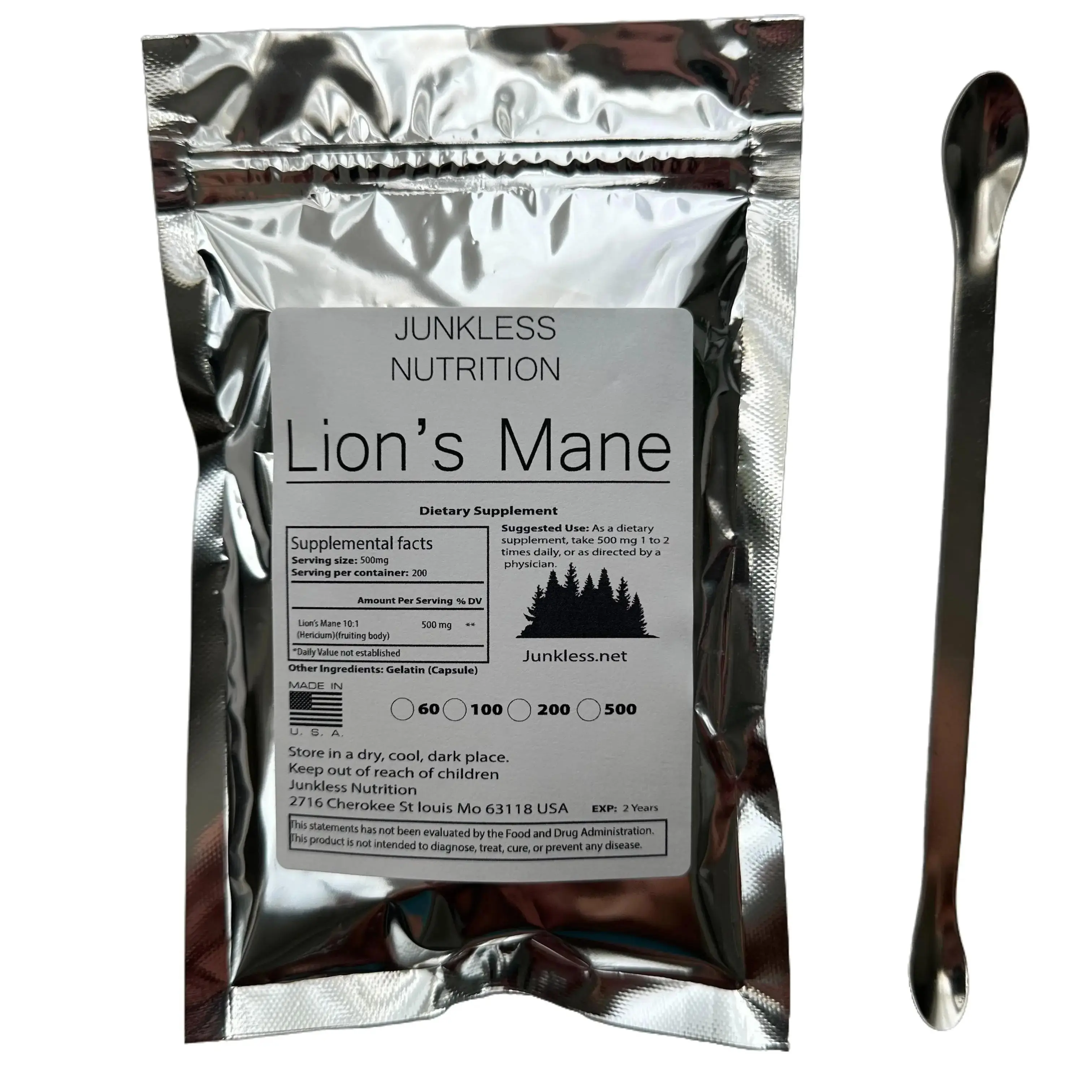 PURE  Lion's Mane Powder with Spoon -500 Grams-  10:1 Herbal supplements