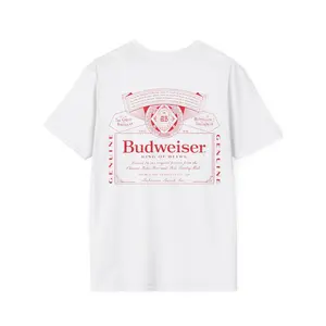 Budweiser King of Beers Red Label White T-Shirt Casual Crewneck