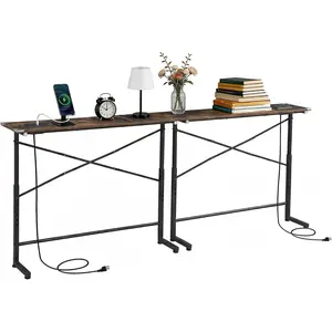 Third choice 78" Sofa Console Table with Outlets & X-Brace Support - Adjustable Height, Easy Assembly 2- Pack Behind Couch Table for Living Room (Gen 01)