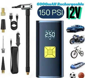 150 PSI Cordless Air Compressor Tire Inflator – Portable Digital Air Pump for Car, Motorcycle, Bike & Ball with LED Light & Auto Shut-Off