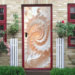 2pcs Relief Art Wall Stickers Modern Minimalist Living Room Bedroom Decor Self Adhesive Removable Shell Spiral Pattern Wall Decor Nordic Ins Style Home Door Stickers Background Wall Decoration Murals