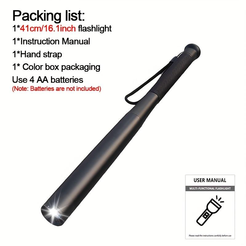 2-in-1 Aluminum Alloy Baseball Bat LED Flashlight Portable Torch with Lanyard for Outdoor Camping Hiking Emergency Light Super Bright