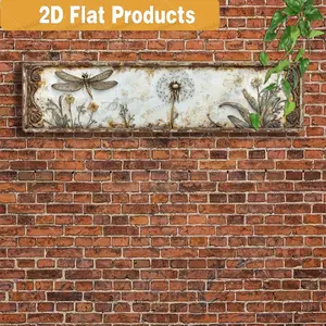 1pc 2D Plane, Vintage Dragonfly and Dandelion Metal Wall Art - Rustic Iron Sign with Floral Design, Floral Aesthetic Pattern, 16"x4"| Suitable for home, porch, and bedroom decoration| Farmhouse Style, Easy to Hang, Dragonfly Decoration