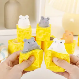 New Random Color 3pc Cheese Mouse Stress Relief Toy, Trendy Squeeze Fun Small Toy, Pressure Release Squeezing Tool, Model Zxjy010
