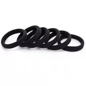 Seamless High Elasticity Hair Ties 5 Pack Black Non Slip Ponytail Holders No Snag Hair Bands Strong Hold Hair Elastics Daily Essential