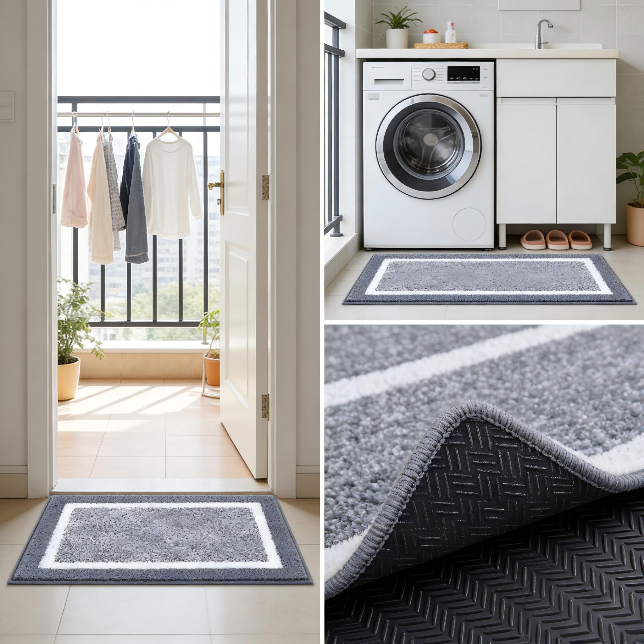 3pcs 15.75X23.62“, 19.96X23.62”, And 15.75X47.24“ Bathroom Rug Non Slip Absorbent Bath Mats for Bathroom Sets Washable Microfiber Bathroom Rugs and Mats Shaggy Bath Rugs and U-Shaped Toilet Mat for Bath