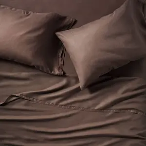 King 100% Linen Sheet Set Dark Fig - Casaluna