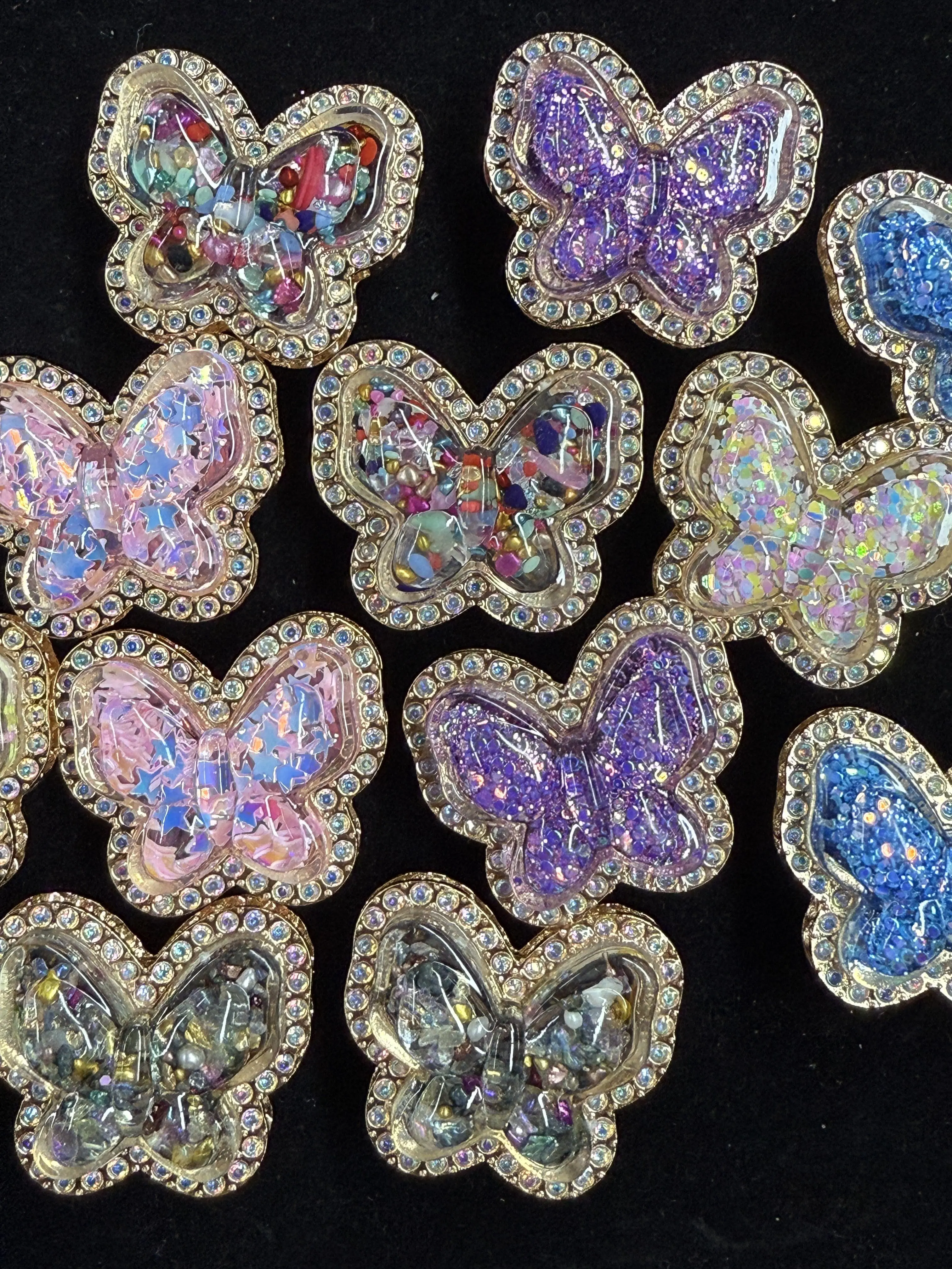 (353-357+365) 4PCS Glitter Butterfly Charms | Sparkling DIY Jewelry Accessories