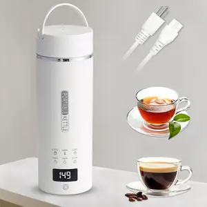 Compact Portable Electric Kettle, LCD Display with 6 Temperature Settings, 304 Stainless Steel, 450ml/15.2oz, Auto Shut-Off and Boil-Dry Protection, Travel Electric Kettle Teapot, White