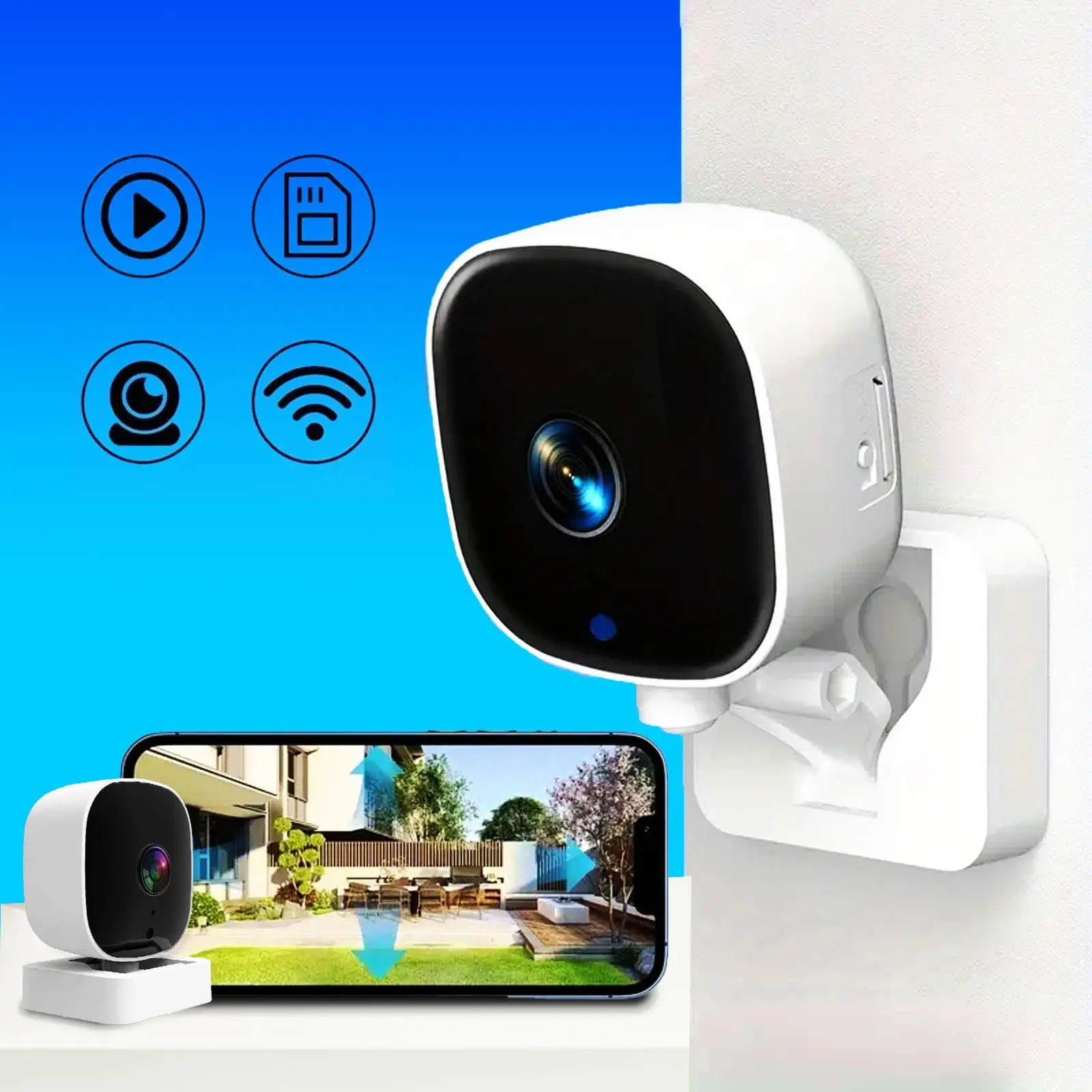Smart Home Security Camera, 2.4G WiFi Camera with Night Vision, Indoor Remote Camera, Portable Camera for Home Security