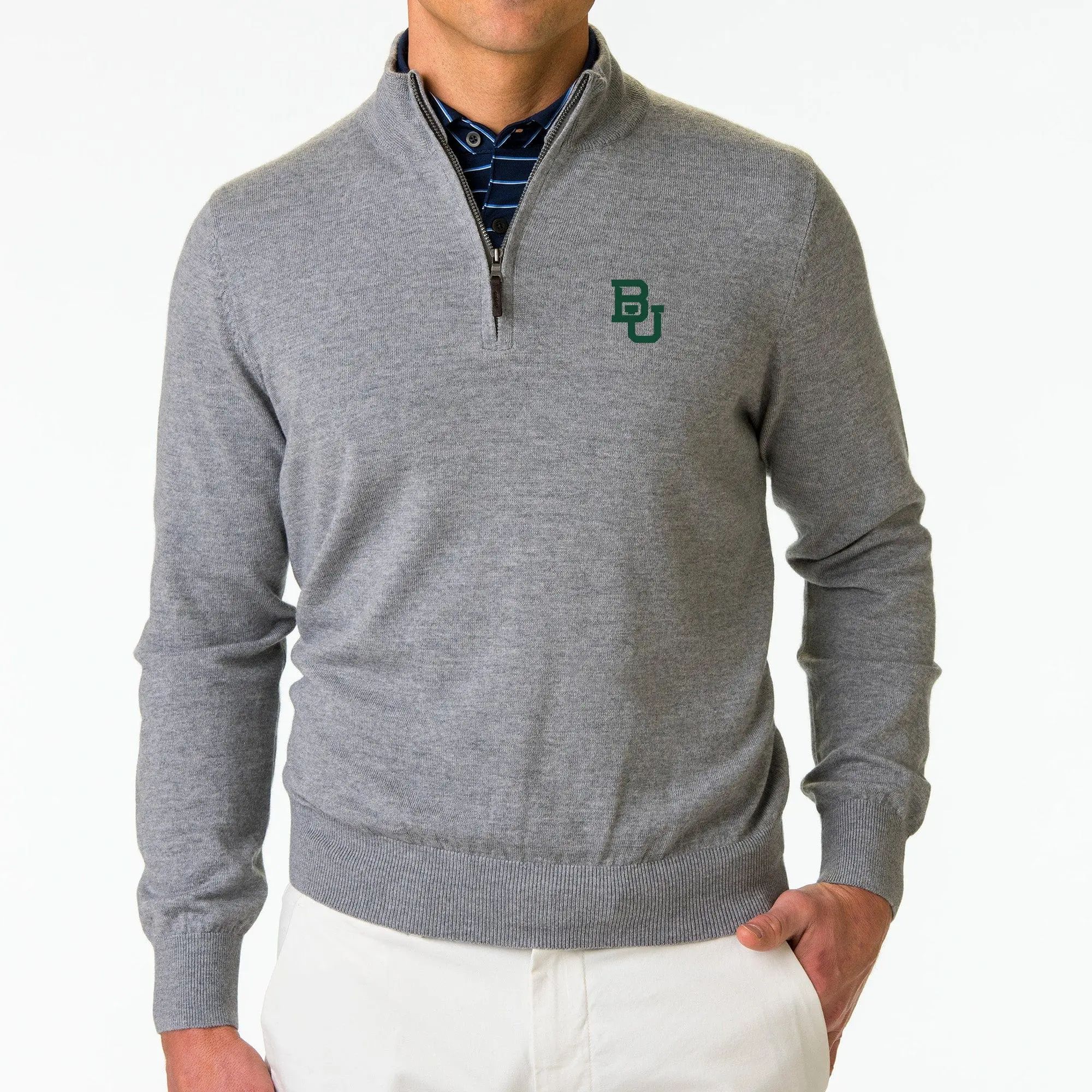 Baylor | Baruffa Merino Quarter Zip Windsweater | Collegiate