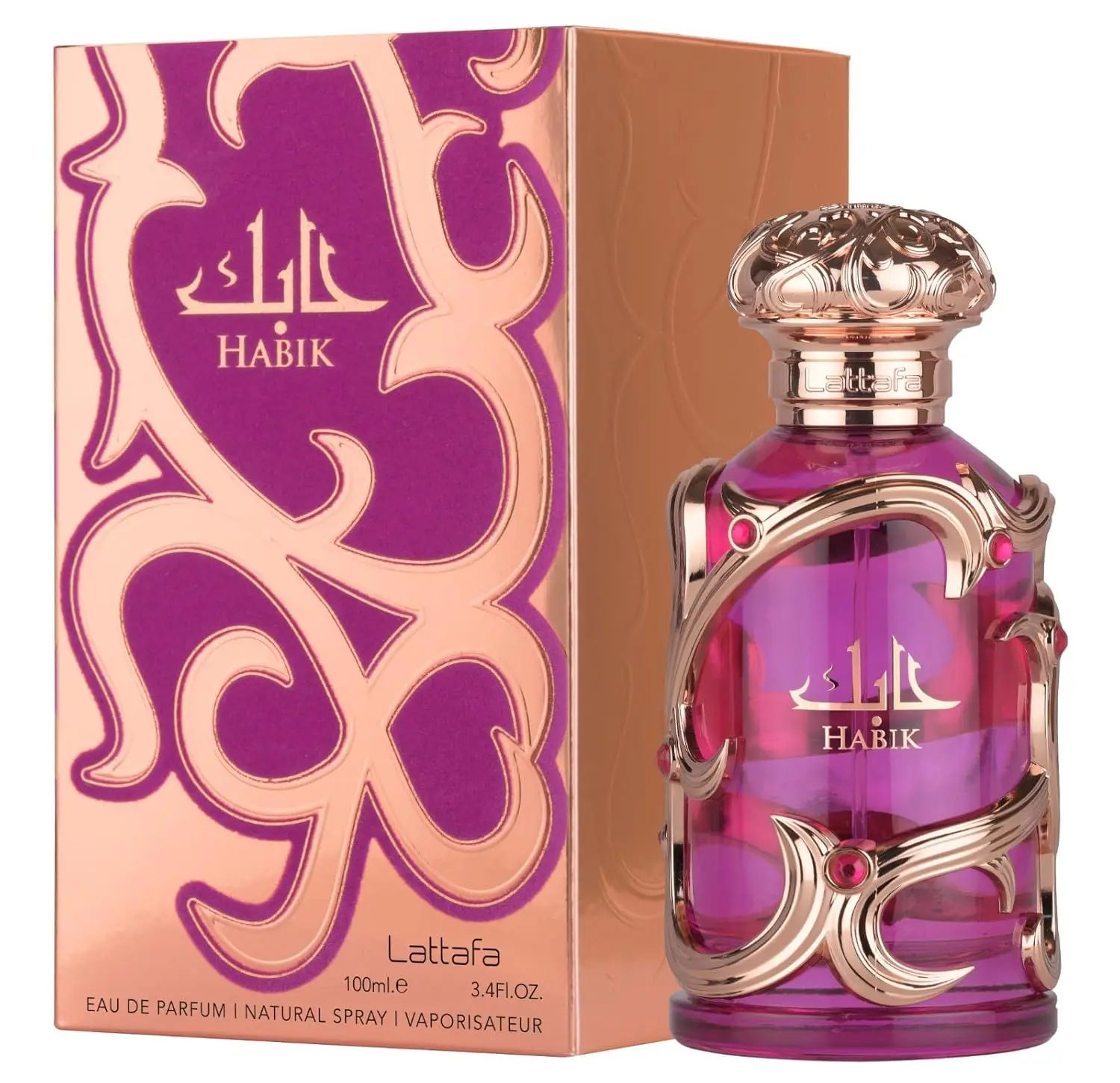 Lattafa Habik EDP For Men 3.4 Fl Oz - Bold Elegant Captivating Fragrance with Aromatic Spices & Woody Musky Notes - Stylish Masculine Bottle Design - Gift for All Ages