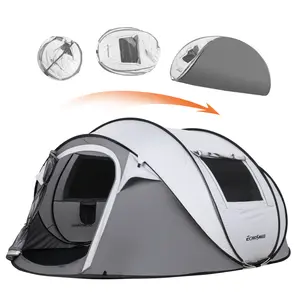 4-6 Person Instant Pop-Up Boat Tent - 10-Second Setup, Steel-Reinforced Poles & Ventilated Design for Family Camping, Beach (White/Gray) outdoor canopy