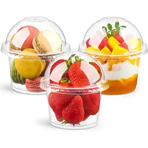 100 Pack 9 OZ Clear Plastic Cups with Dome Lids, Dessert Cups Parfait Cups Party Serving Cups for Yogurt, Fruit, Pudding and Ice Cream