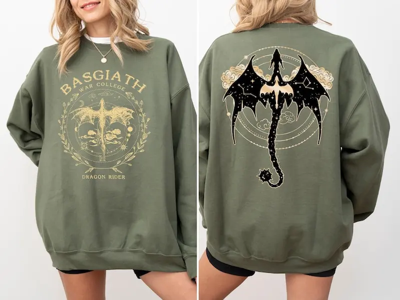 Fourth Wing Double-Sided Sweatshirt, Basgiath War College Crewneck, Bookish Dragon Rider Gift, Fantasy Book Lover Shirt, Cozy Reader Merch