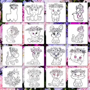 16 Animal and Flower Painting Templates, Reusable PET Stencils for DIY Art Projects, Art Supplies, Washable for Spray Painting and Doodling