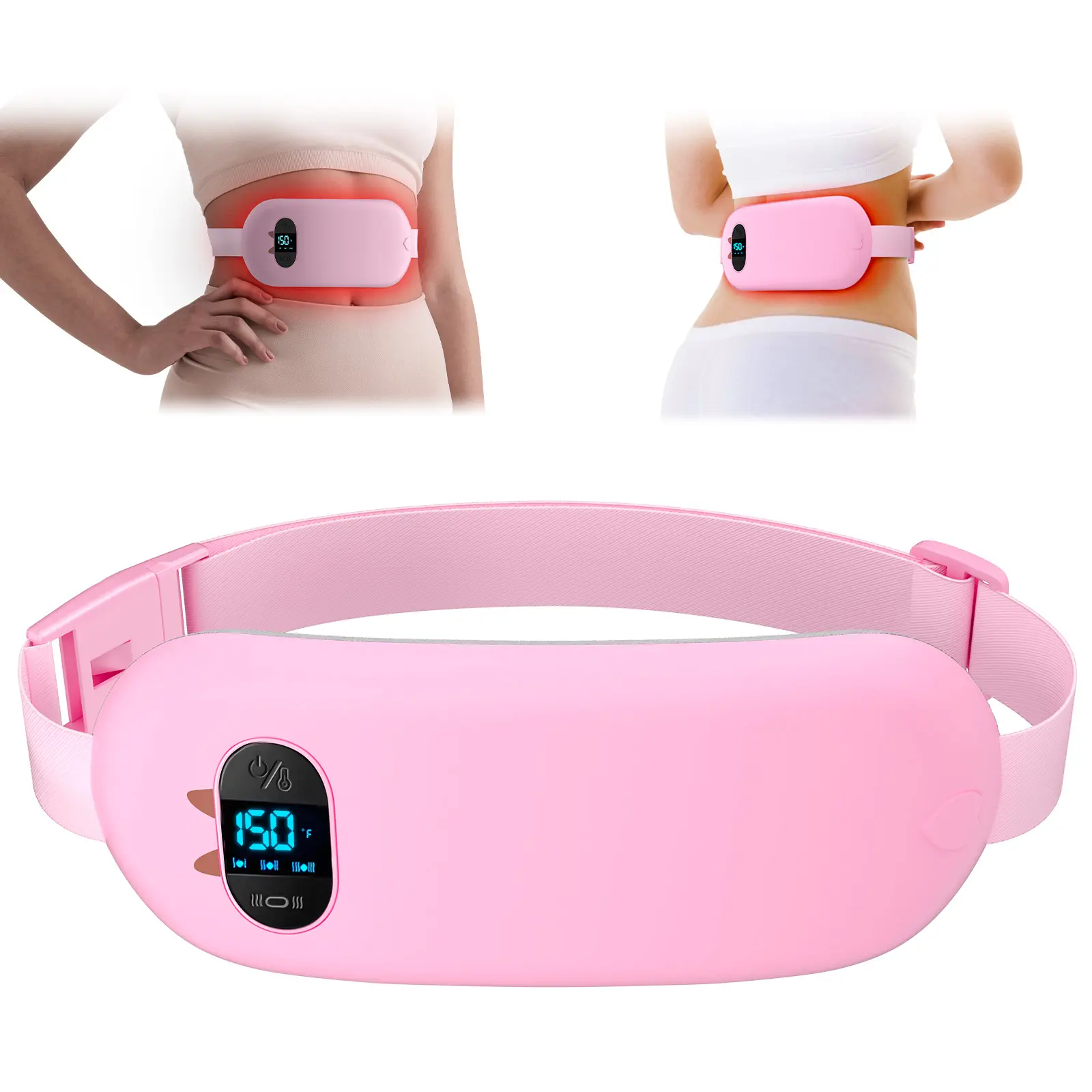 Portable Heating Pad for Cramps FSA HSA Cordless Electric Period Fast Heat Pad for Back Pain Relief Menstrual Belt 6 Heat 6 Massage Valentine's Day Gifts for Women Girl Her Girlfriend Lightweight Fast Heating USB Rechargeable Massagers
