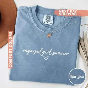 Engaged Girl Summer Comfort Colors T-Shirts, Bride To Be Shirts, Engagement Shirts