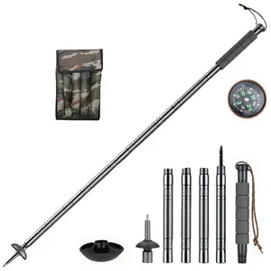 7-in-1 tactical trekking hiking poles outdoorsmen gift camp convenience portable stick telescopic canvasstorage bag rhino gear non-slip rubber base tactical trekking Telescopic Stainless Steel Hikin