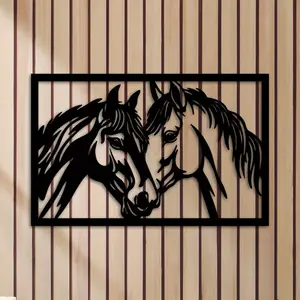 Metal Horse Wall Art Decor, Large Animal Home Decoration, Unique Modern Indoor Design, Ideal Gift for Horse Lovers & Christmas Fans