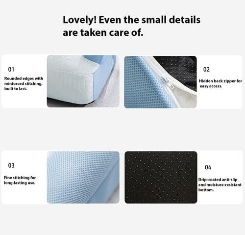 Colourtree Grass Green Dog Bed, Sofa Style Cat Bed, Plush Pet Couch for Small Medium Dogs, Winter Warm Fleece Mat, Washable Removable Cover