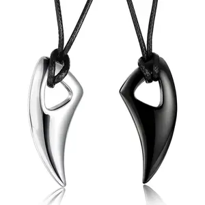 FINREZIO 2Pcs Stainless Steel Necklace for Men Necklace Chain Spear Wolf Teeth Pendant Adjustable Chains 2 Set Daily