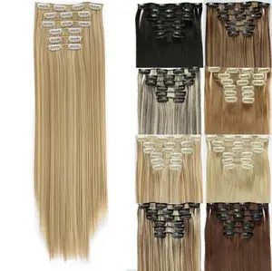 Women's 24 inch Long Straight Clip-in Hair Extensions for Daily & Costume Party 6 Pcs, Natural Fluffy Synthetic Hair Extensions for Daily & Party Decoration