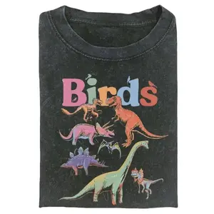 Elevate Your Wardrobe with Our Men's Cotton Vintage T-Shirt - Retro Bird & Dinosaur Graphic Print - Perfect Streetwear Casual Short Sleeve Tee #093011 ,Crewneck Classic  oversized tshirt women